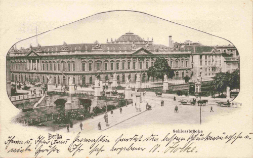 Berlin Palace and Palace Bridge, vintage postcard, c. 1904