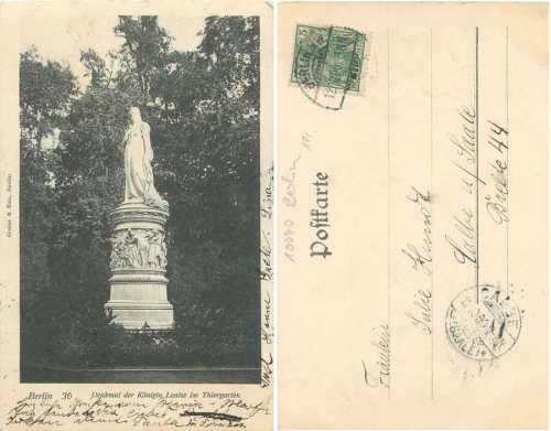 Berlin Denkmal Königin Louise im Tiergarten o 13.10.1900Tiergarten Berlin Denkmal Königin Louise o 13.10.1900