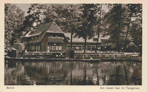 Tiergarten Berlin neuer See Restaurant original alte Ansichtskarte * um 1920