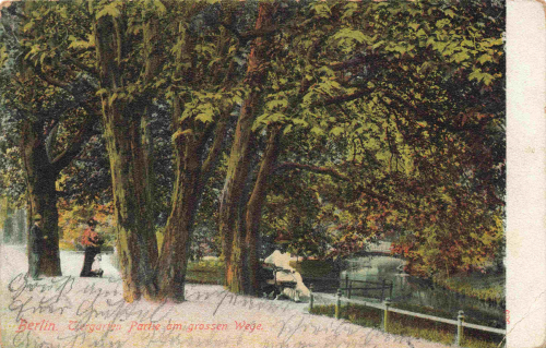 Tiergarten Berlin am grossen Weg original alte Ansichtskarte o 1905