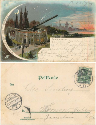 Treptow Berlin Riesen-Fernrohr Litho o 23.7.1900