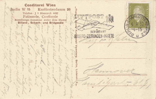 Charlottenburg Berlin Kurfürstendamm 26 Conditorei Wien Innenansicht o 1932
