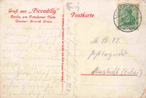 Tiergarten, Berlin, Potsdamer Platz, Café Piccadilly, c. 1912