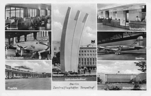 Tempelhof Berlin Zentralflughafen Luftbrückendenkmal Restaurant * um 1950