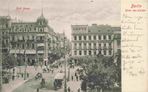 Berlin, Café Bauer, Unter den Linden – original vintage picture postcard, c. 1905