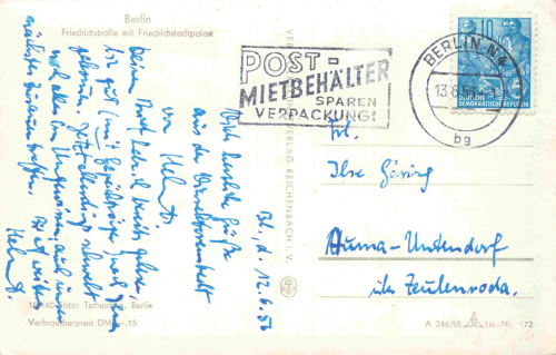 Berlin Friedrichstrasse mit Friedrichstadtpalast original alte Ansichtskarte o 1956
