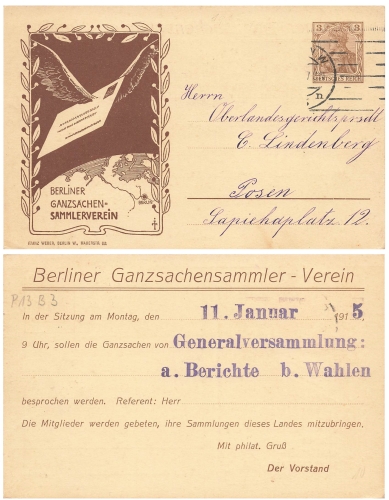 Berlin postal stationery collectors' association private postal stationery 1915