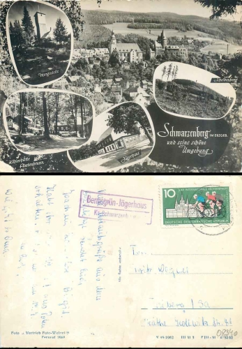 08340 Bremsgruen-Jaegerhaus Kr. Schwarzenberg country postmark o 1962