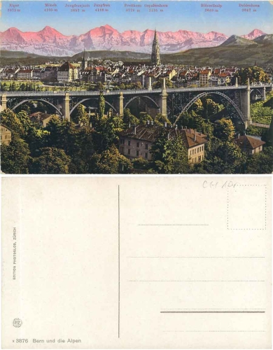 Bern, Totalansicht mit Alpen,   ca. 1910