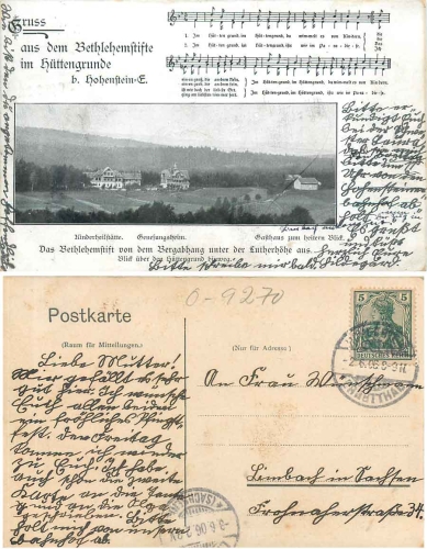 09337 Hüttengrunde bei Hohenstein-Ernstthal Bethlehemstift o 2.6.1906