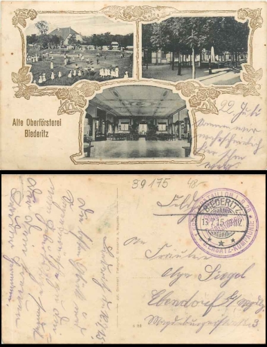 39175 Biederitz Alte Oberfoersterei Feldpost 1st replacement battalion L-R 26 3rd replacement company o 13.7.1915