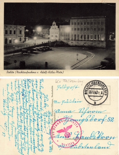 Bielitz Upper Silesia Adolf Hitler Platz Bielsko-Biała Field Post The Garrison Elder 194