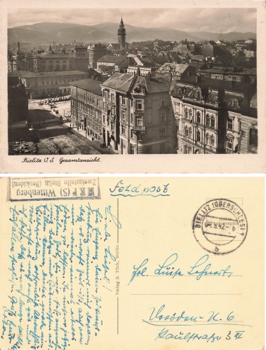 Bielitz Oberschlesien Landpoststempel HKP Wittenberg Zweigstelle Bielitz o 1942