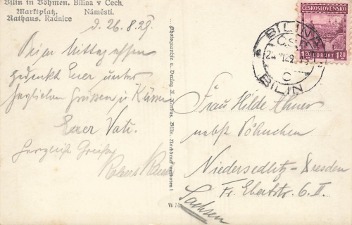 Bilin Marktplatz Sudetengau Böhmen Bílina o 1929