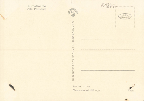 01877 Bischofswerda alte Postsäule * 1963