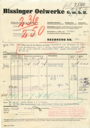 74321 Bissingen Oilwerke letterhead 1936