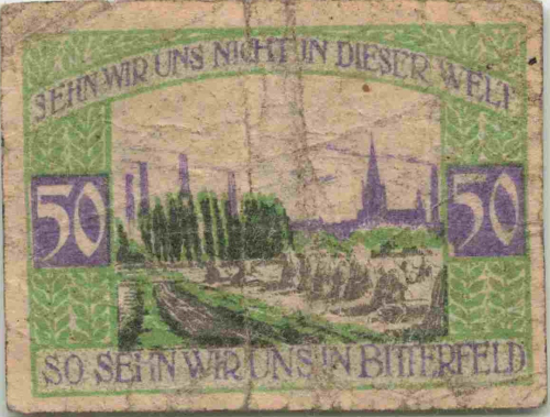 Bitterfeld 50-Pfennig emergency money note, 1920