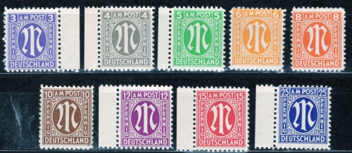 Allied Occupations Bizone 1-9 ** Postage stamps American print mint never hinged
