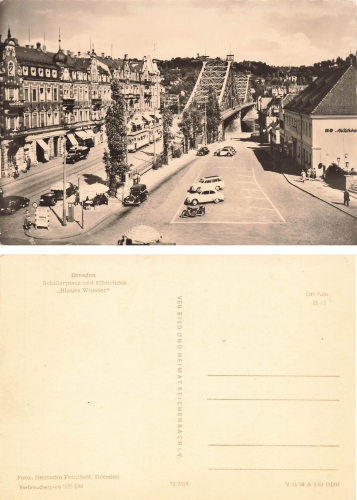 Blasewitz Dresden Schillerplatz Elbe Bridge "Blue Wonder"* 1963 Publisher Bild und Heimat