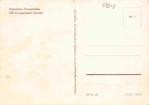 Zimmersacher Blauenthal Holiday Home, VEB Karosseriewerke Dresden * 1967