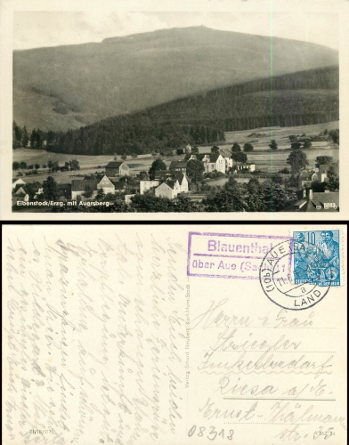 08318 Eibenstock auxiliary post office stamp Blauenthal o 11.6.1955