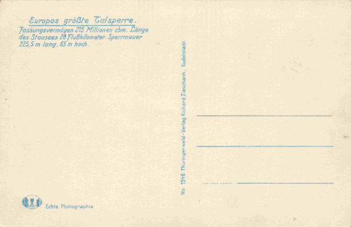 Bleilochtalsperre Staumauer * um 1930