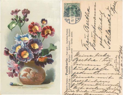 Blumen in Vase Künstlerkarte o 15.10.1913