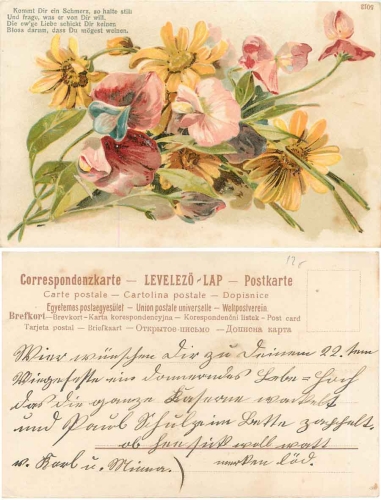 Blumen Künstlerkarte gebr. ca. 1900