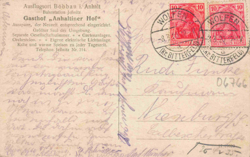 Bobbau Wolfen Gasthof "Anhaltiner Hof" o 1920