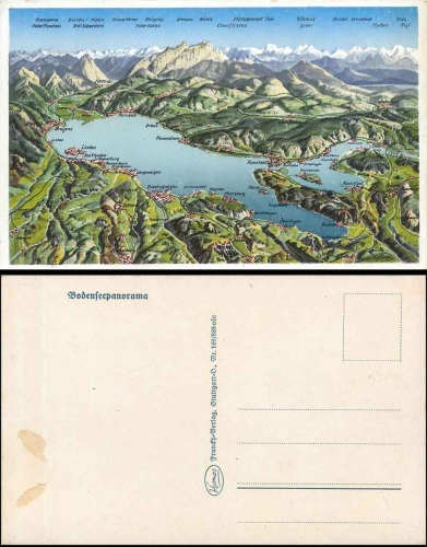 Lake Constance panorama artist card G. Ruep *ca. 1920