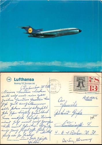 Boeing 727 Europa Jet Lufthansa Düsenflugzeug o 29.6.68
