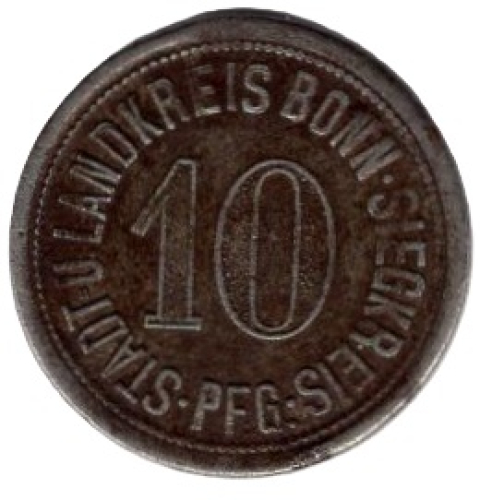 Bonn-Sieg district emergency money 10 pfennigs 1918 emergency coin