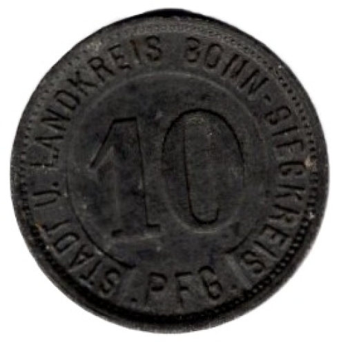 Bonn-Sieg district emergency money 10 pfennigs 1919 emergency coin