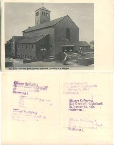 50169 Bottenbroich Tuernich Neue Pfarrkirche Grefrath bei Frechen  gebr. ca. 1940