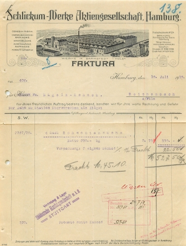 25355 Bad Barmstedt Schlickum-Werk Letterhead with factory view 1919