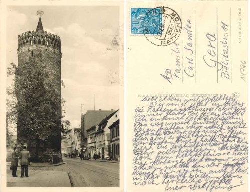 Brandenburg Havel Plauer Strasse mit Plauer-Turm o 27.7.1956