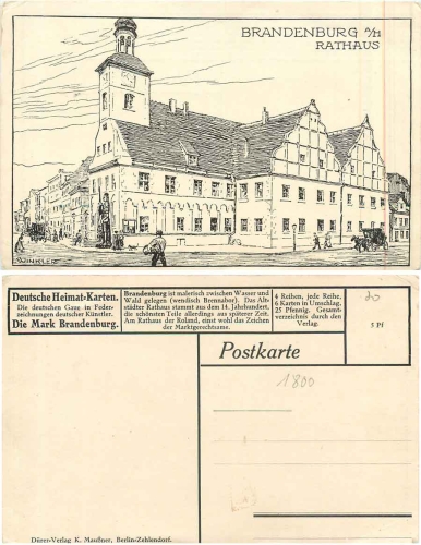 Brandenburg Havel Town Hall artist card Winkler * approx. 1925