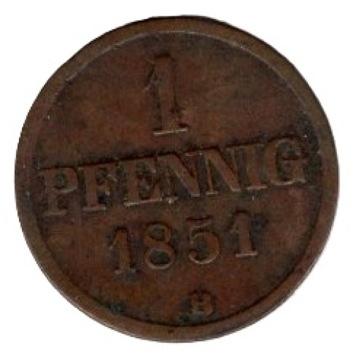 Braunschweig Lueneburg 1 Pfennig 1851 B Wilhelm