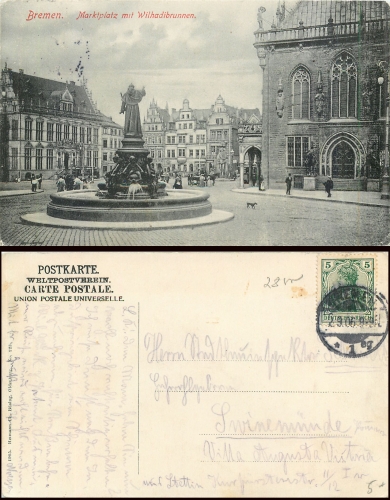 Bremen Marktplatz mit Wilhadibrunnen o 2.9.1906