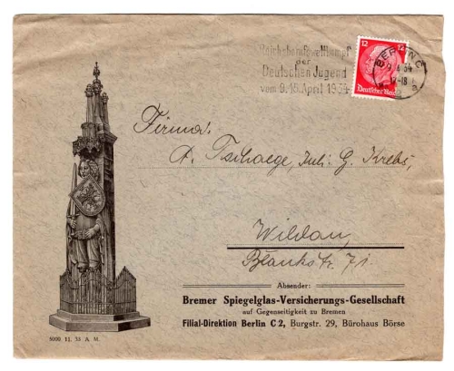 Zinnowitz Heringsdorf Ahlbeck Bansin Großformatkarte ca. A5 um 1969Bremer Spiegelglas insurance envelope o 9.4.1934
