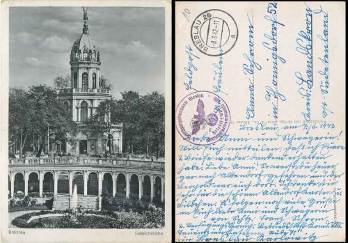 Breslau 2nd disposal company fuel command VIII Feldpost 2nd WW o 8.6.1942