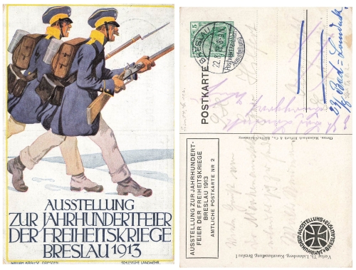 Breslau centenary celebration 1913 exhibition private postal stationery artist card William Krause special cancellation August 22, 1913