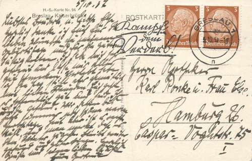 Breslau Kaiserbrücke Schlesien Wrocław o 1937