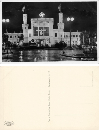 Breslau Silesia Main Station in Nazi jewelry Wroclaw * 1935