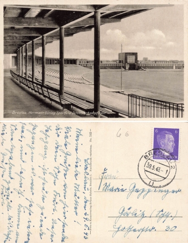 Breslau Silesia Hermann Goering Sports Field Schlesierkampfbahn Wroclaw o 1943
