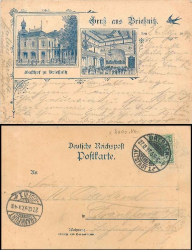 Briesnitz Dresden Litho Gasthof 27.12.1897