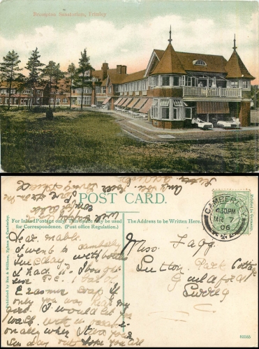 Frimley Brompton Sanatorium o 7.3.1906
