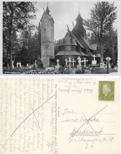 Brueckenberg Riesengebirge Schlesien Kirche Wang Bierutowice gebraucht 1932