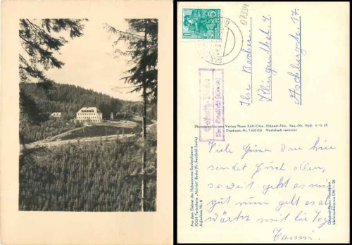 07334 Gosswitz-Bucha near Saalfeld (Saale) country postmark on postcard holiday home "activist" o 24.3.1960