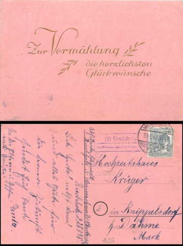 15345 Bucholz (2) above Werneuchen (Kr. Oberbarnim) rural postmark on postcard o 30.3.1948